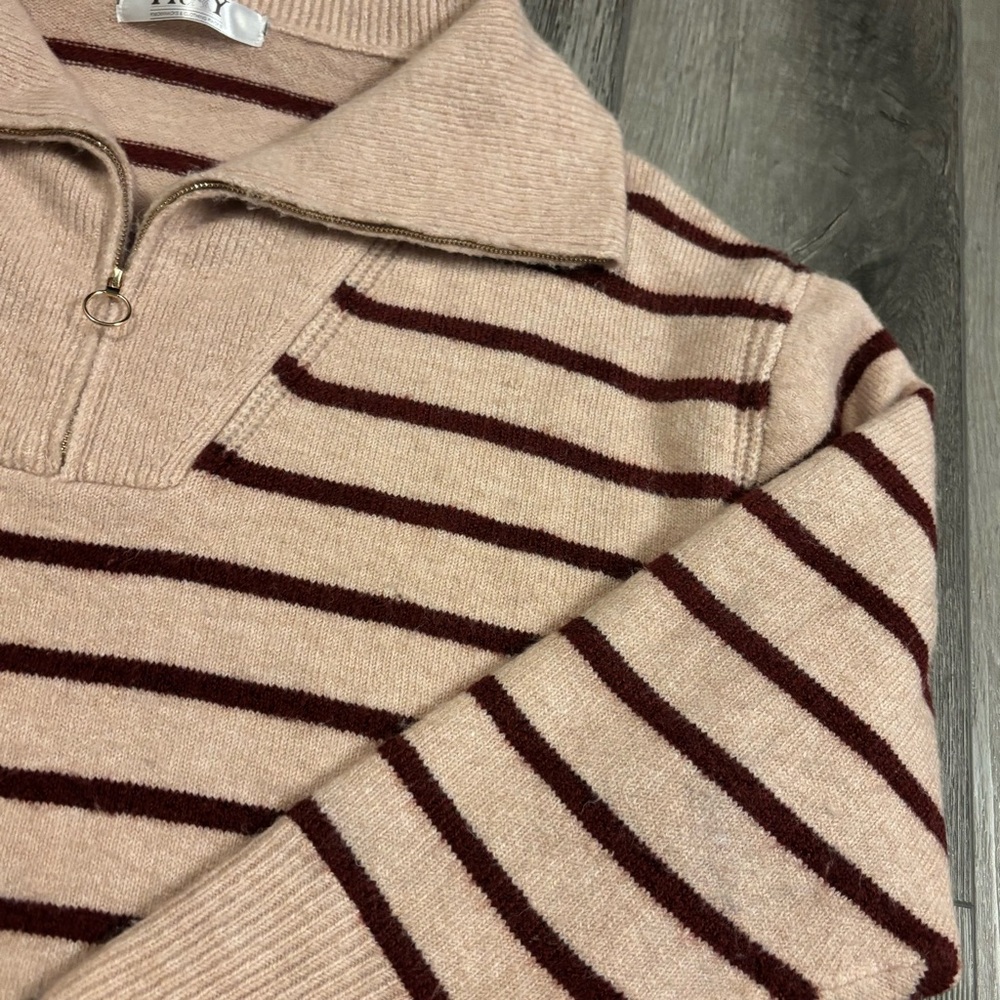 💐FRAY Boutique💐 Striped Quarter-Zip Sweater - Picture 2 of 6